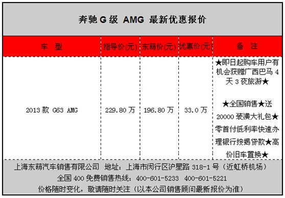 超高回头率 奔驰G550优惠报价